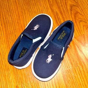 Keaton Polo Bear Canvas Slip-On Sneaker — RL toddler / Color: Navy, White, pink